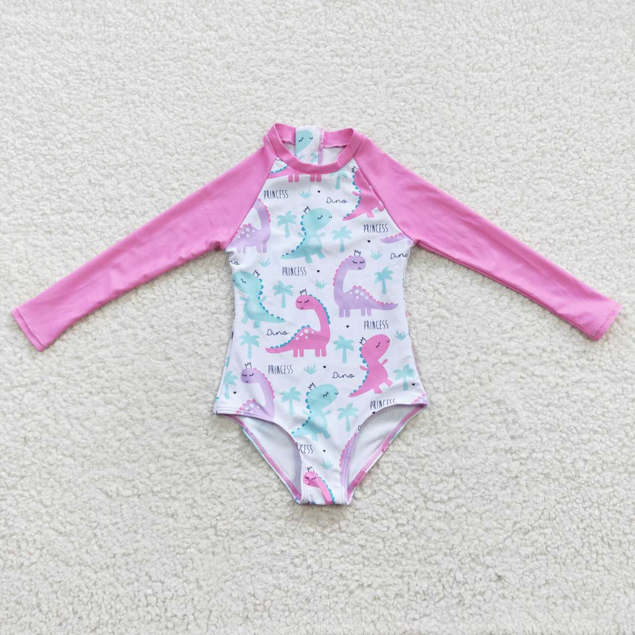 S0076  Pink Dinosaur Girls Swimming Bathing Suits Swimsuits