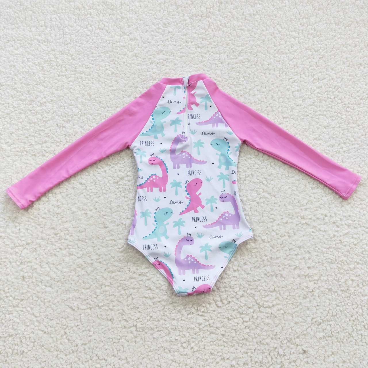 S0076  Pink Dinosaur Girls Swimming Bathing Suits Swimsuits