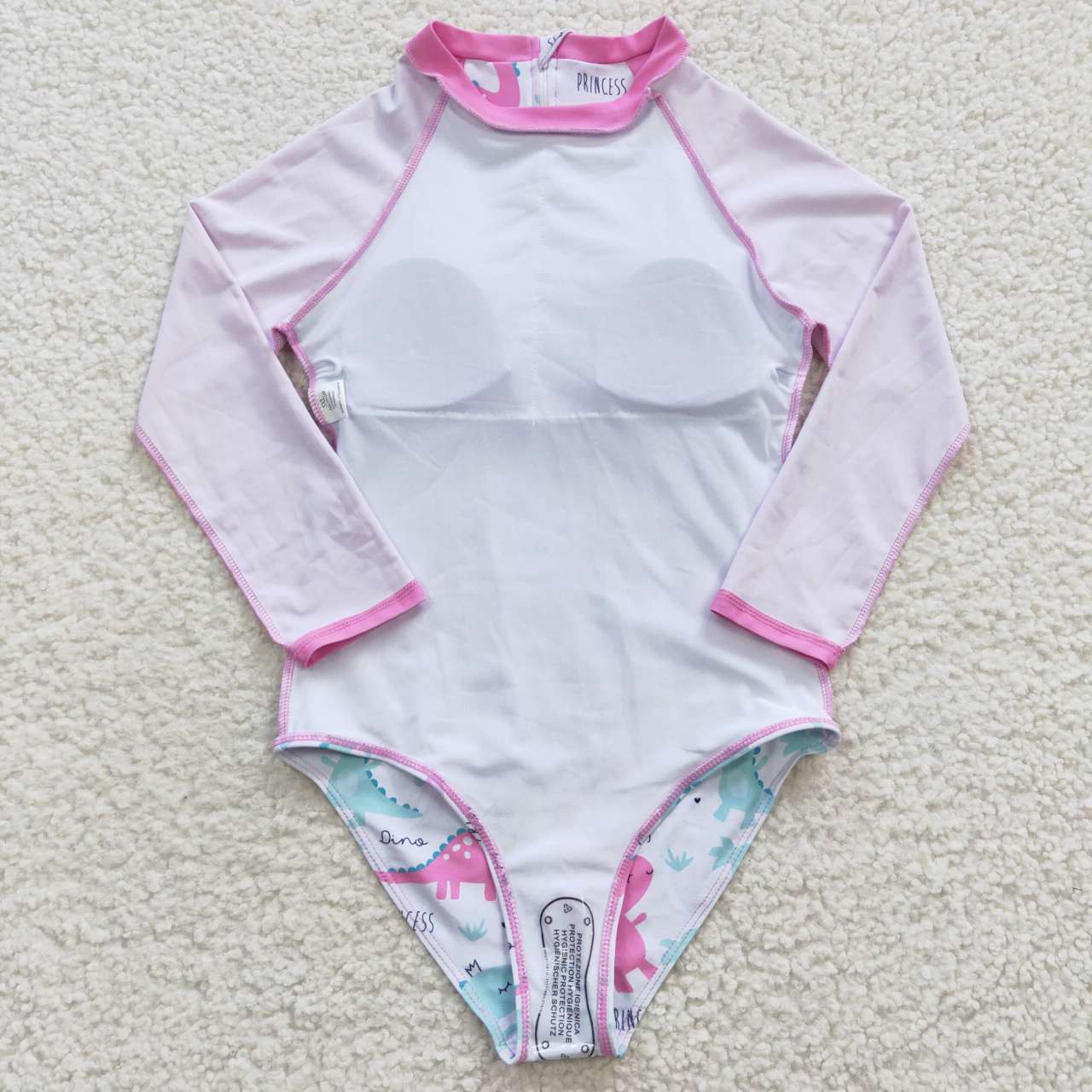 S0076  Pink Dinosaur Girls Swimming Bathing Suits Swimsuits