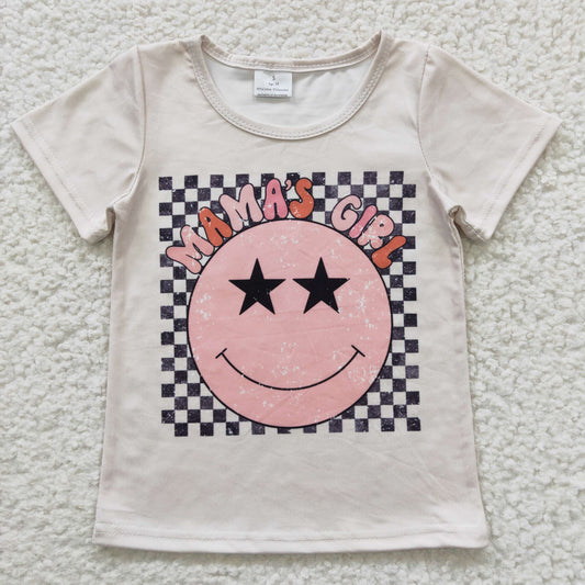 GT0173 Mama's Girl Smile Emoji Girls Short Sleeve Top T-shirts