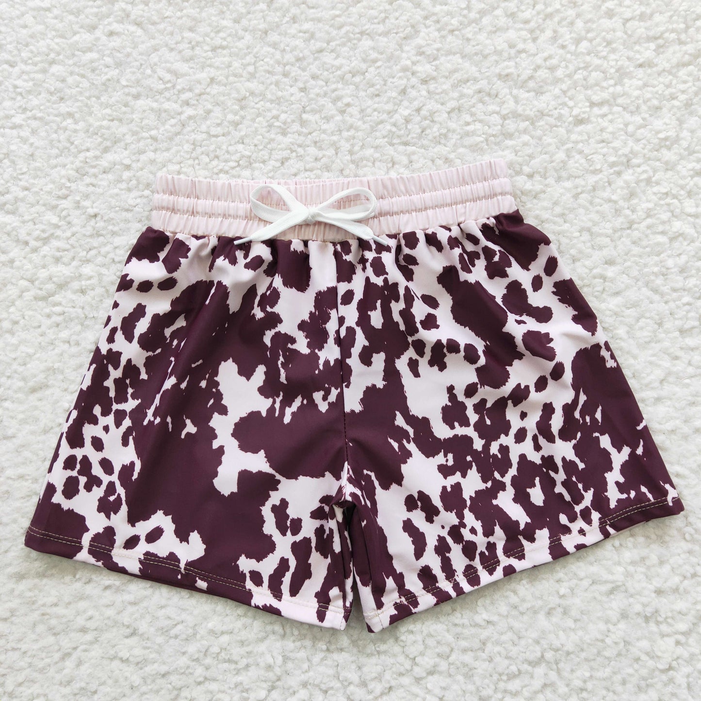 S0130  Brown Leopard Boys Bathing Suits Swimsuits Swimming Trunks