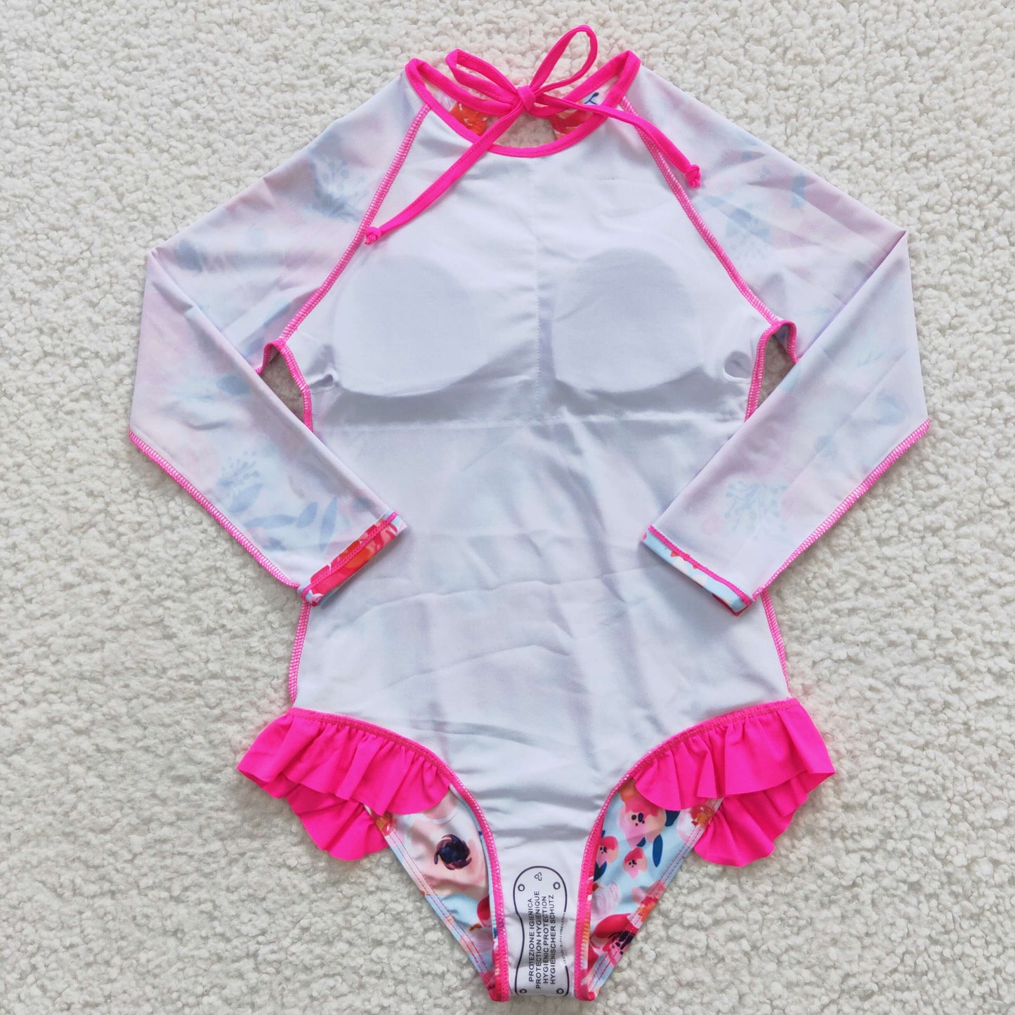 S0083  Pink Floral Girls Swimming Bathing Suits Swimsuits