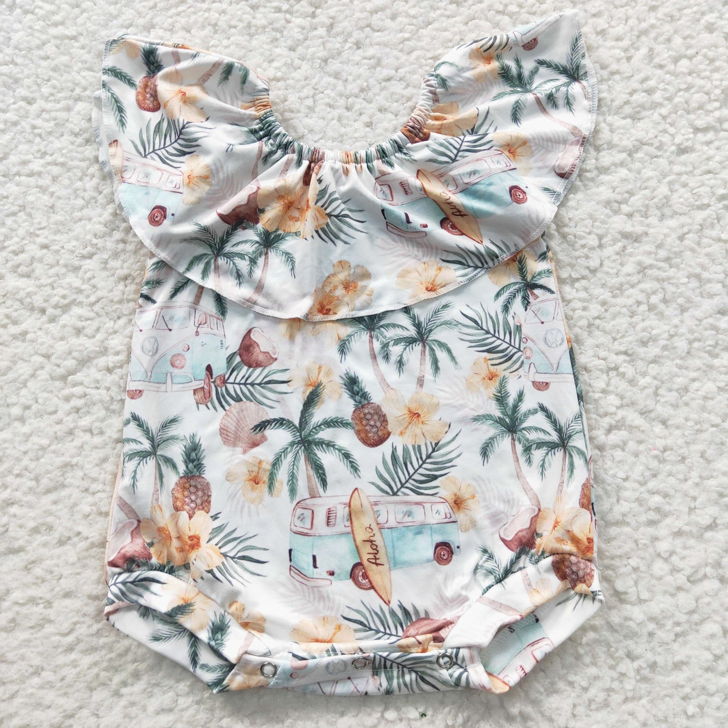 SR0254 Green Pineapple Girls Short Sleeve Romper