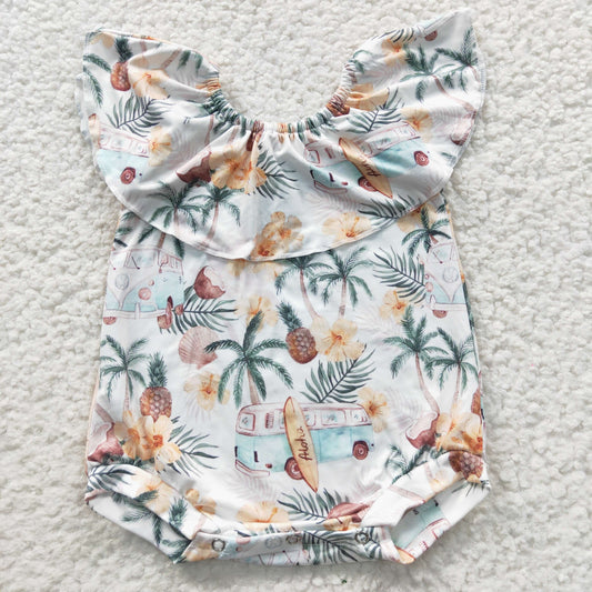 SR0254 Green Pineapple Girls Short Sleeve Romper