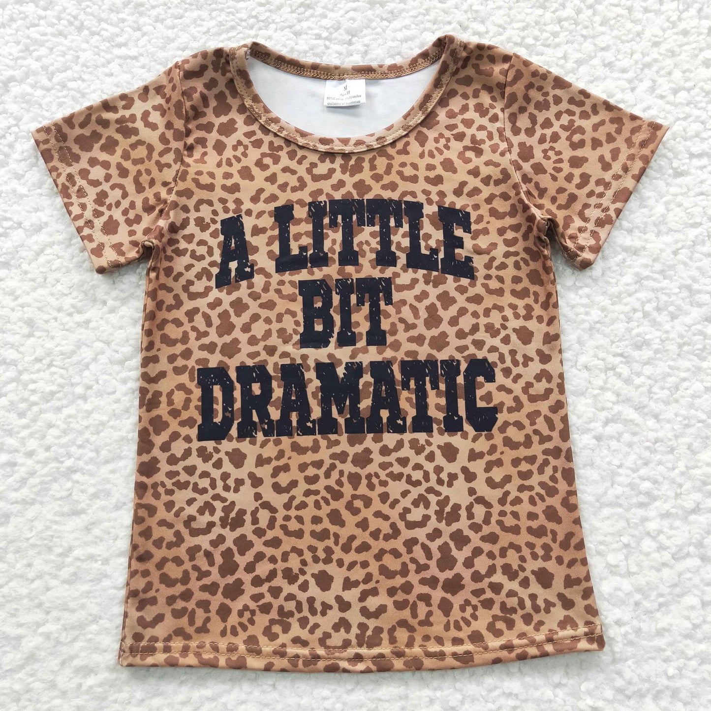 BT0219 Leopard A Little Bit Dramatic Boys Short Sleeve Top T-shirts