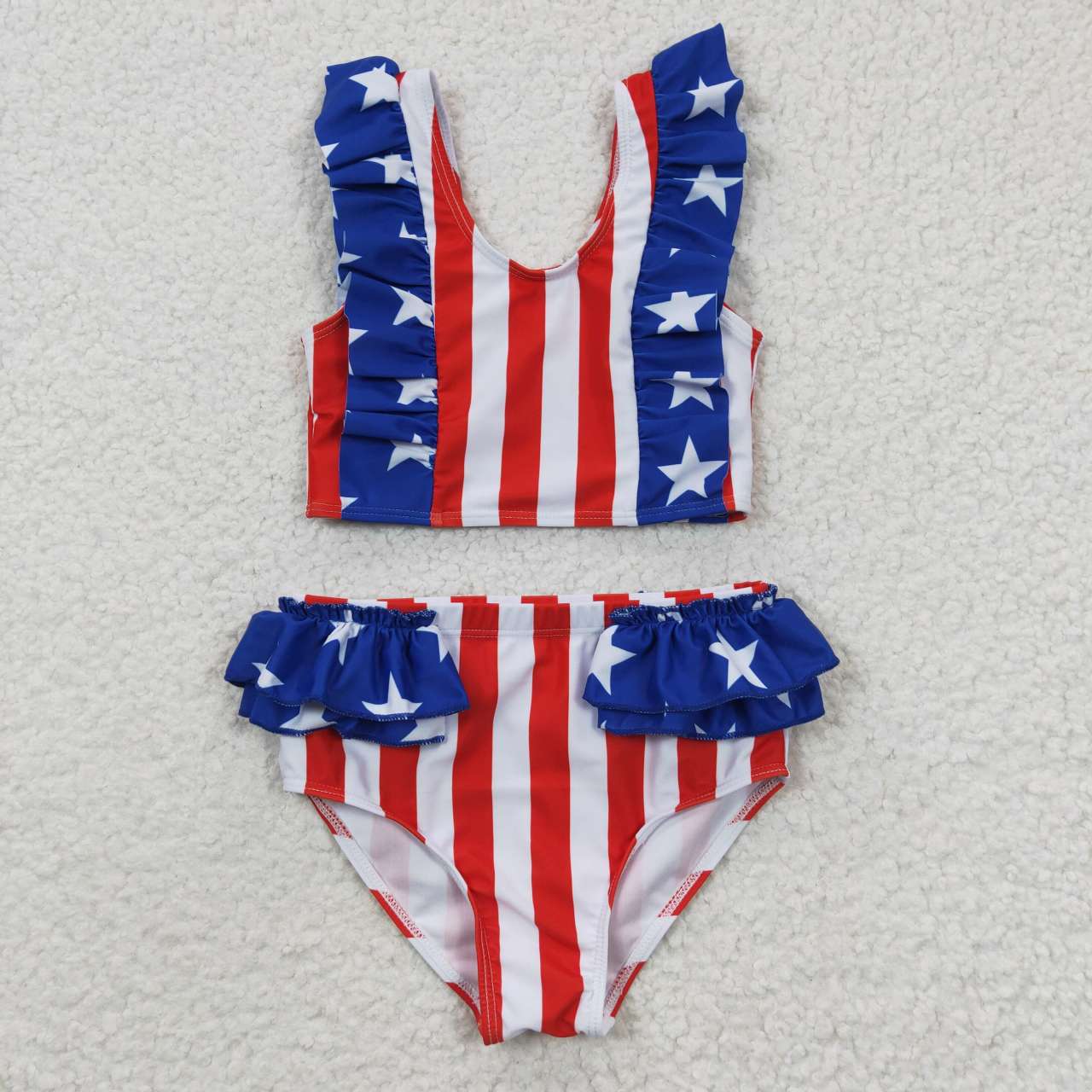 S0090 4th Of July Red Blue Starts Girls Swimming Bathing Suits Swimsuits