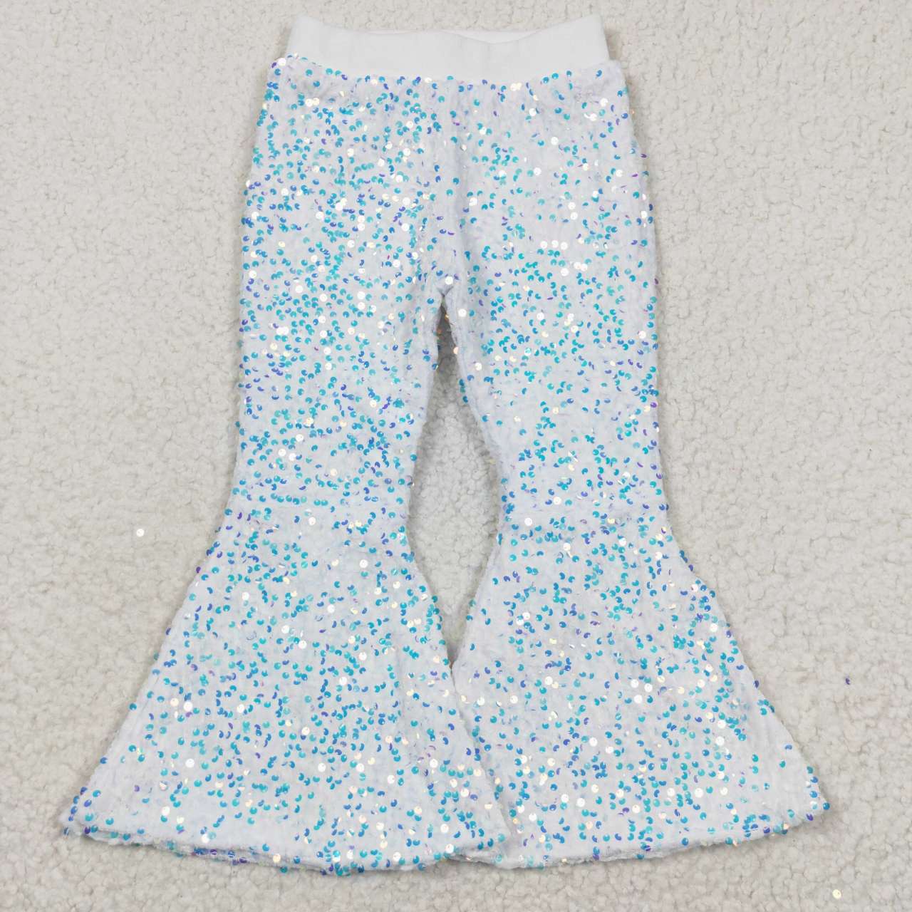 C16-20 White Sequin Bell-bottom Hot Sale Kids Pants