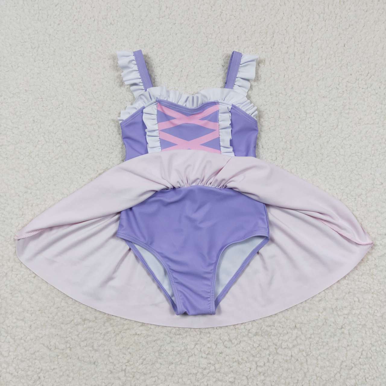 S0133 Pink Purple Dresses Girls Swimming Bathing Suits Swimsuits