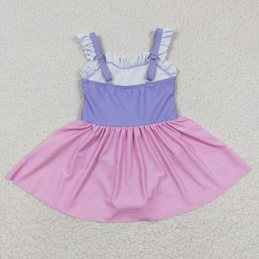 S0133 Pink Purple Dresses Girls Swimming Bathing Suits Swimsuits