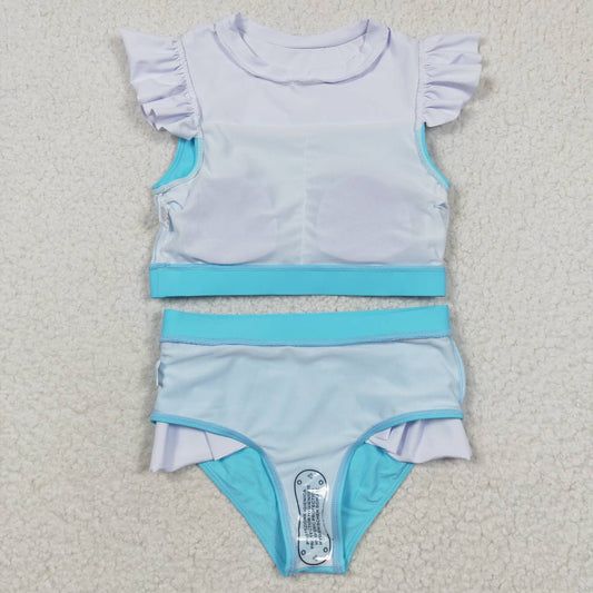 S0132 Blue  Girls Swimming Bathing Suits Swimsuits