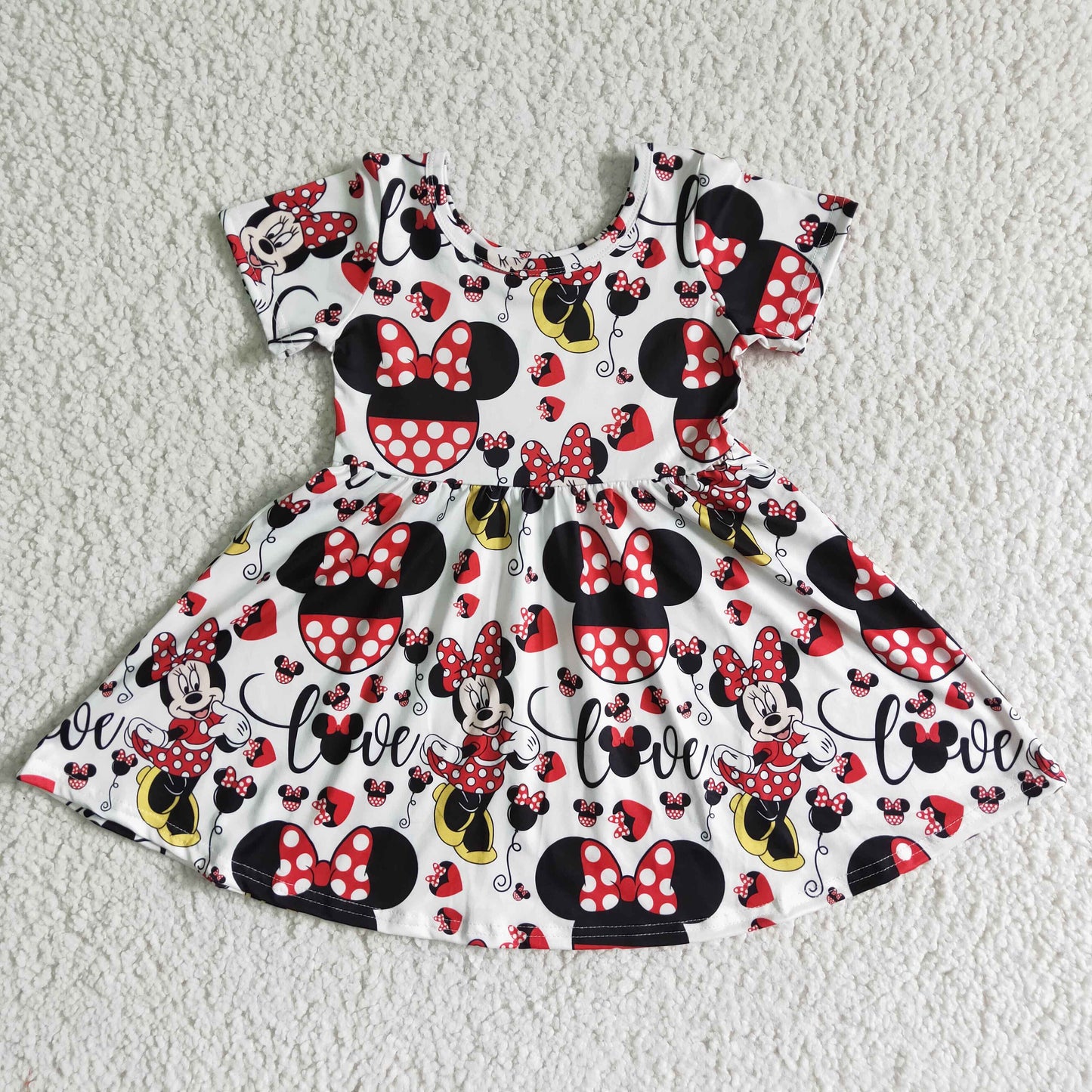 GSD0044 Valentine Love Red Cartoon Girls Short Sleeve Dresses