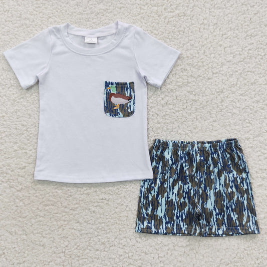 BSSO0205 Blue Duck Pocket Boys Short Sleeve Shorts Outfits