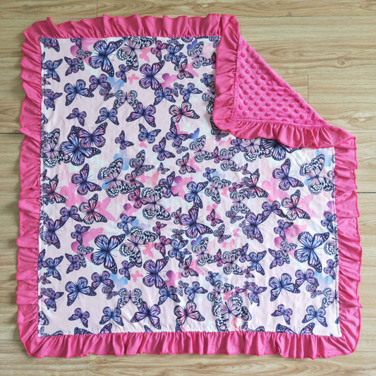 BL0001 Pink Purple Butterfly Blanket