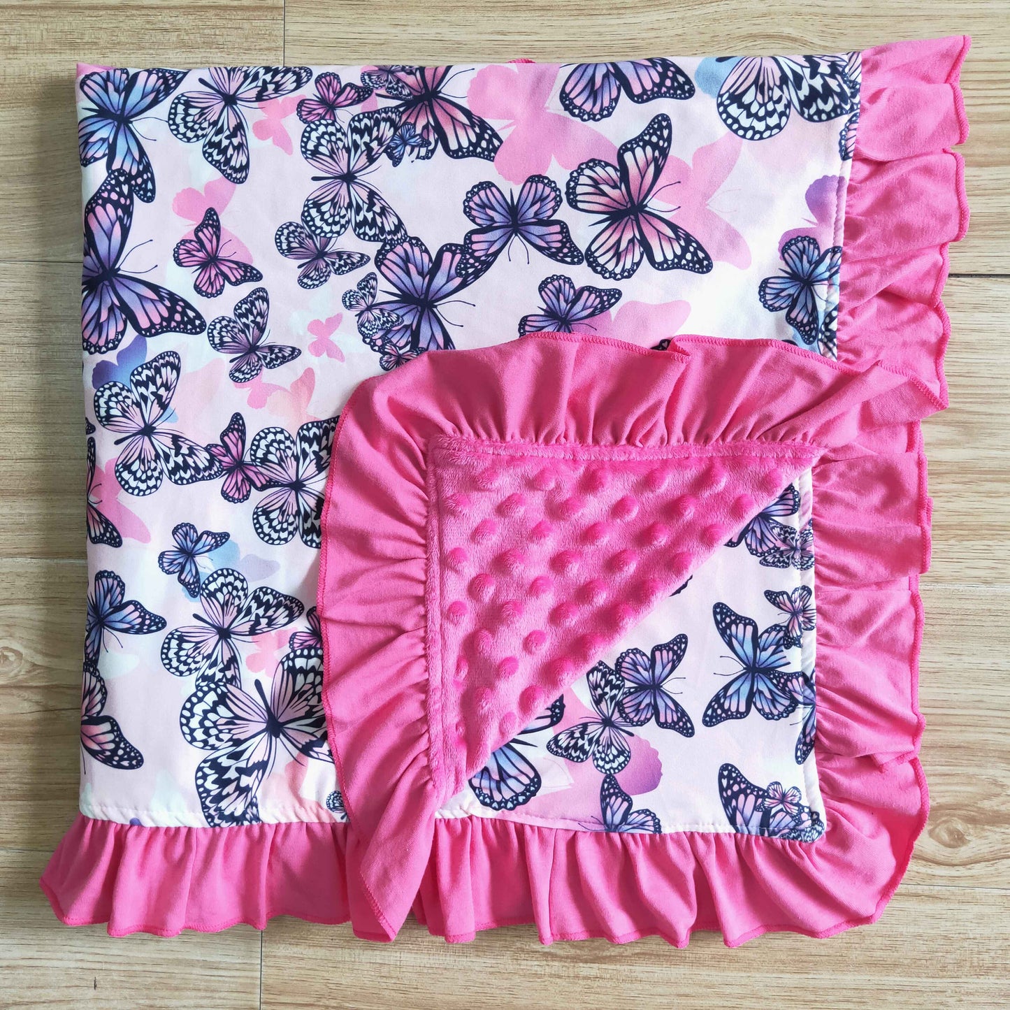 BL0001 Pink Purple Butterfly Blanket