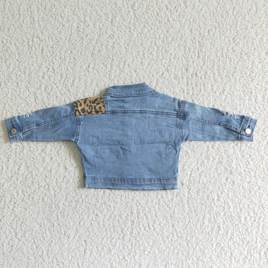 GT0002 Leopard Blue Girls Denim Jacket