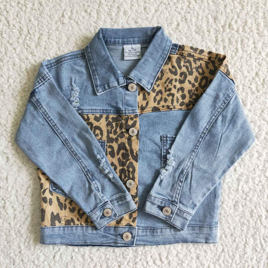 GT0002 Leopard Blue Girls Denim Jacket