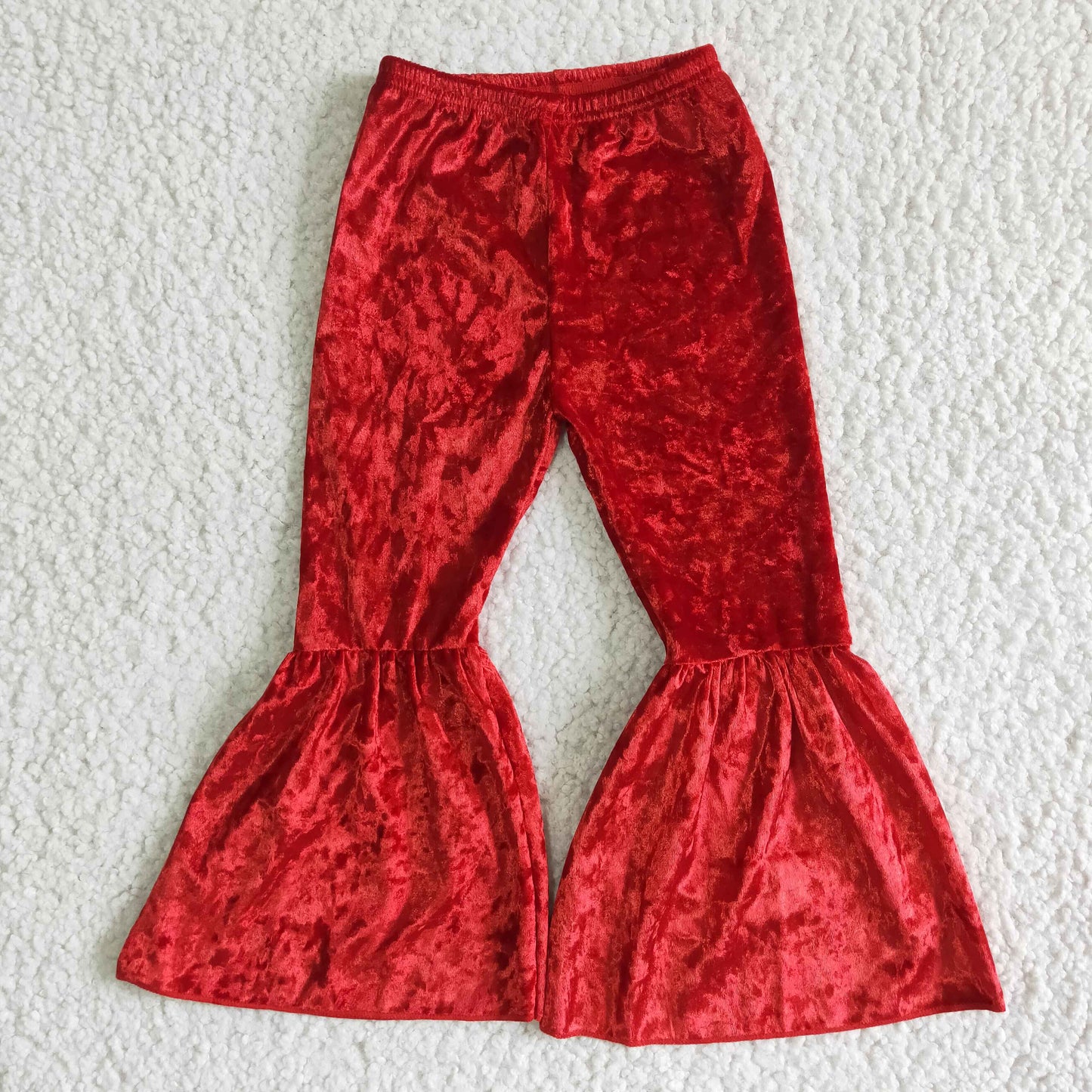 B3-11 Christmas Red Velvet Bell-bottom Pants