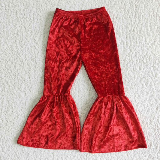 B3-11 Christmas Red Velvet Bell-bottom Pants