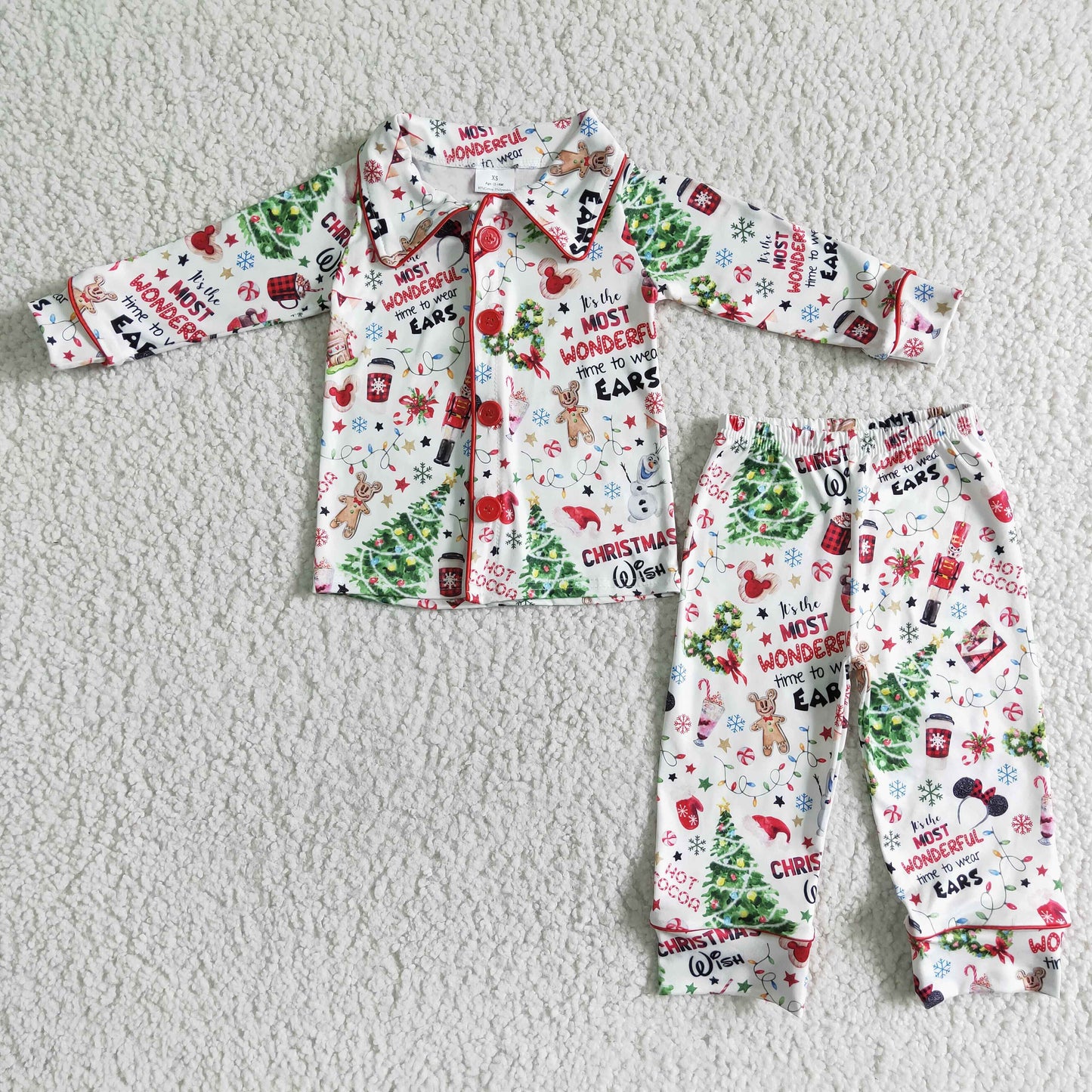 Clearance 6 A1-30 Christmas Cartoon Winter Collar Boys Long Sleeve Pajamas