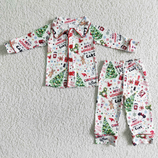 Clearance 6 A1-30 Christmas Cartoon Winter Collar Boys Long Sleeve Pajamas