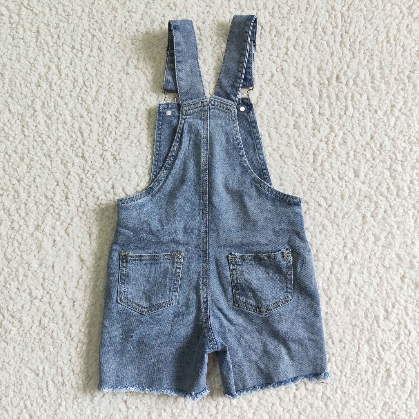 SS0016 Blue Distress Overalls Denim Jeans