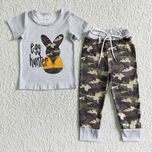 Clearance B16-23 Easter Egg Hunter Rabbits Camo Boys Short Sleeve Pants Outfits