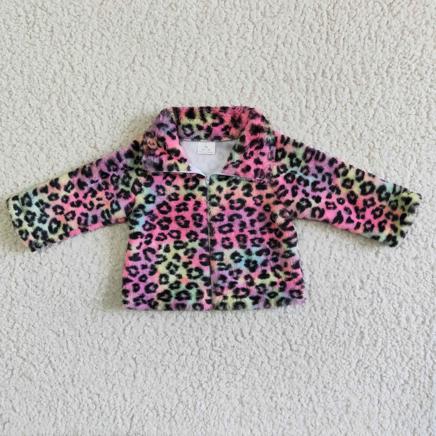 A23-26 Tie Dye Pink Leopard Girls Long Sleeve Top Pullover Coat