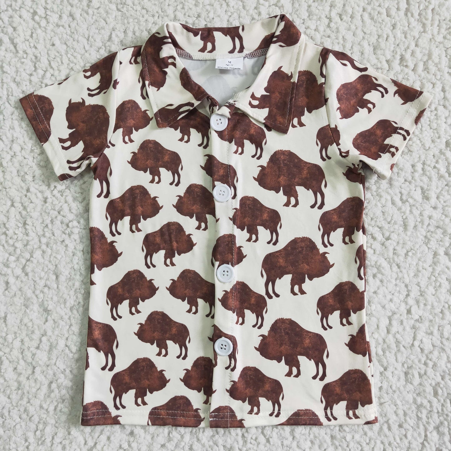 BT0004 Brown Highland Cows Short Sleeve Top Boys Collar T-Shirts