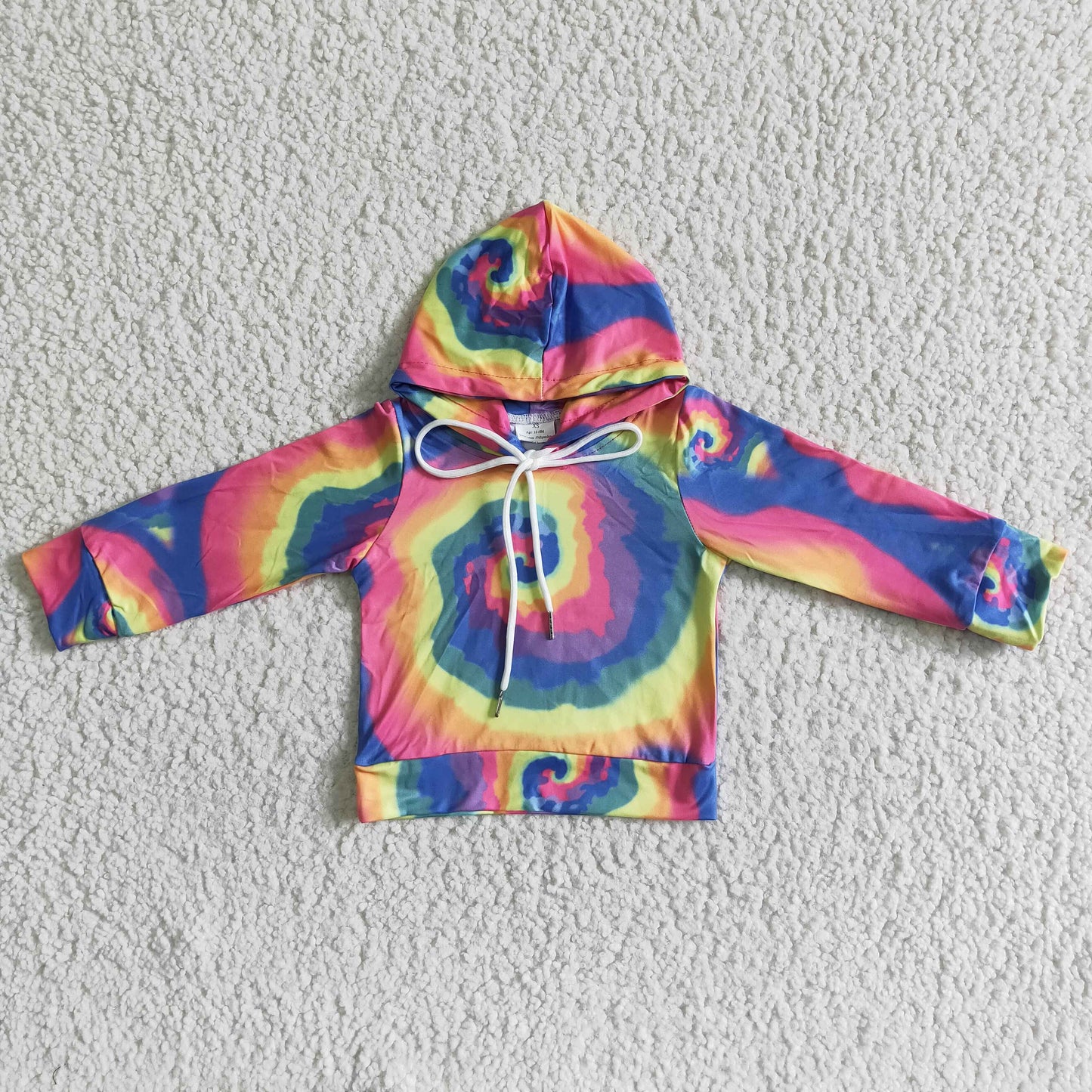 6 A9-2 Blue Yellow Tie Dye Boys Long Sleeve Top Hoodies