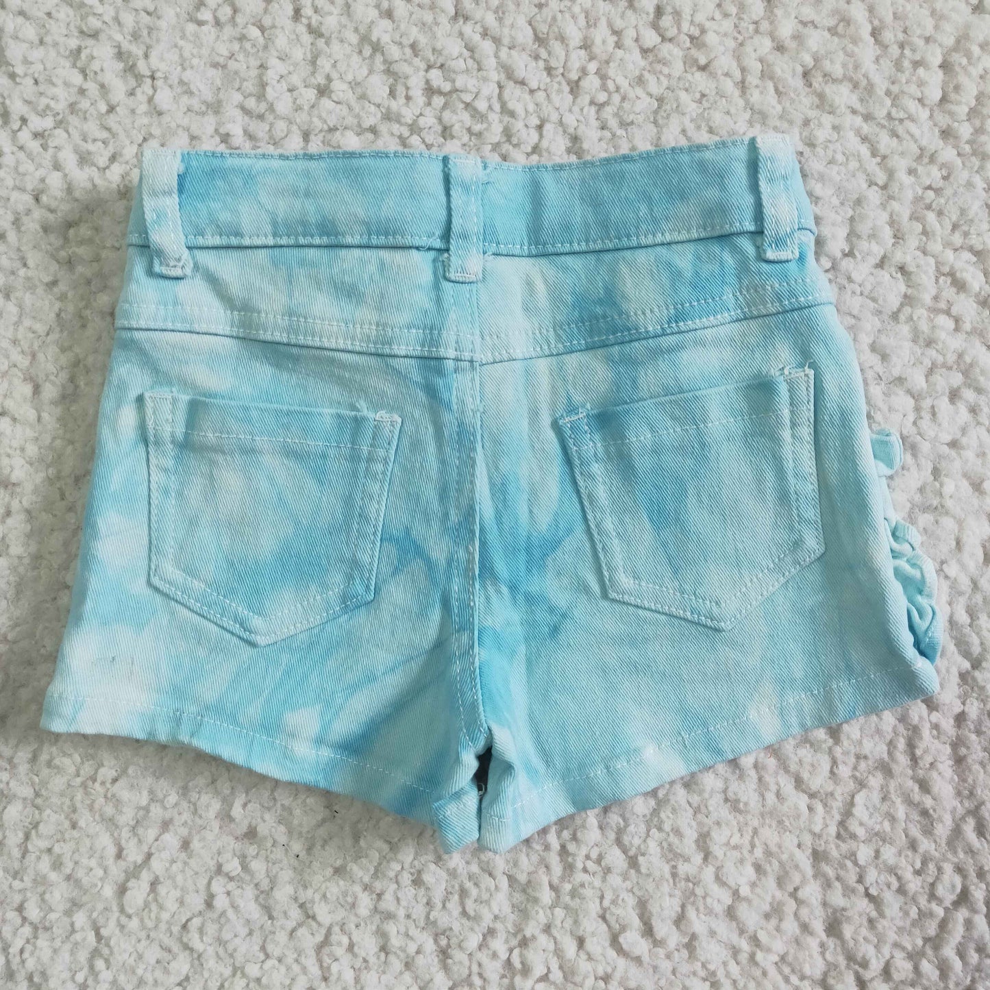 SS0008 Light Blue Distress Girls Shorts Denim Jeans