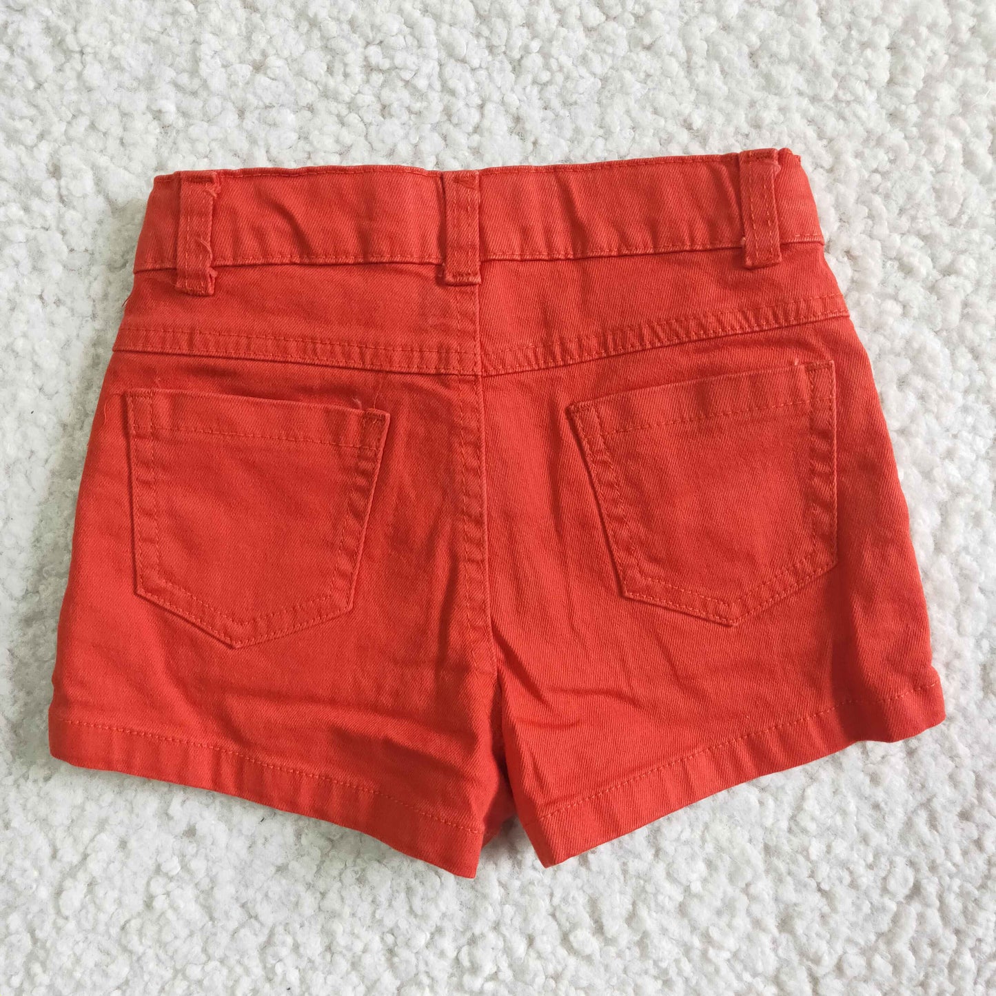 SS0010 Red Distress Girls Shorts Denim Jeans