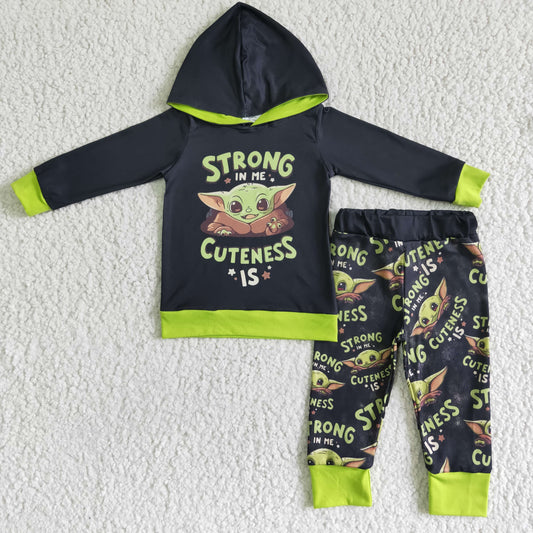 Clearance 6 C9-37 Green Cartoon Strong Cuteness Boys Long Sleeve Hoodies Outfits