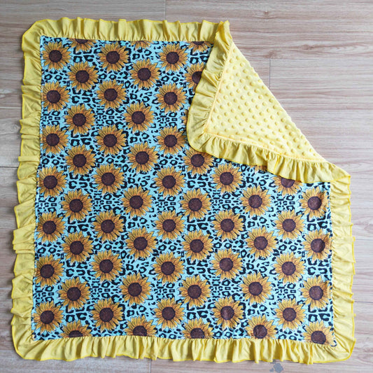 BL0005 Blue Leopard Yellow Sunflower Blanket