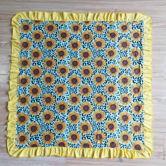 BL0005 Blue Leopard Yellow Sunflower Blanket