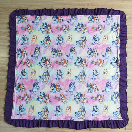 BL0008 Purple Blue Dog Cartoon Blanket