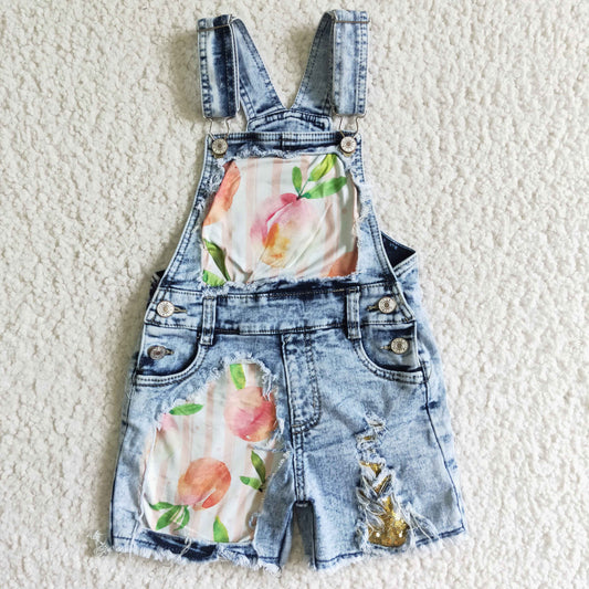 SS0022 Peach Blue Distress Overalls Denim Jeans