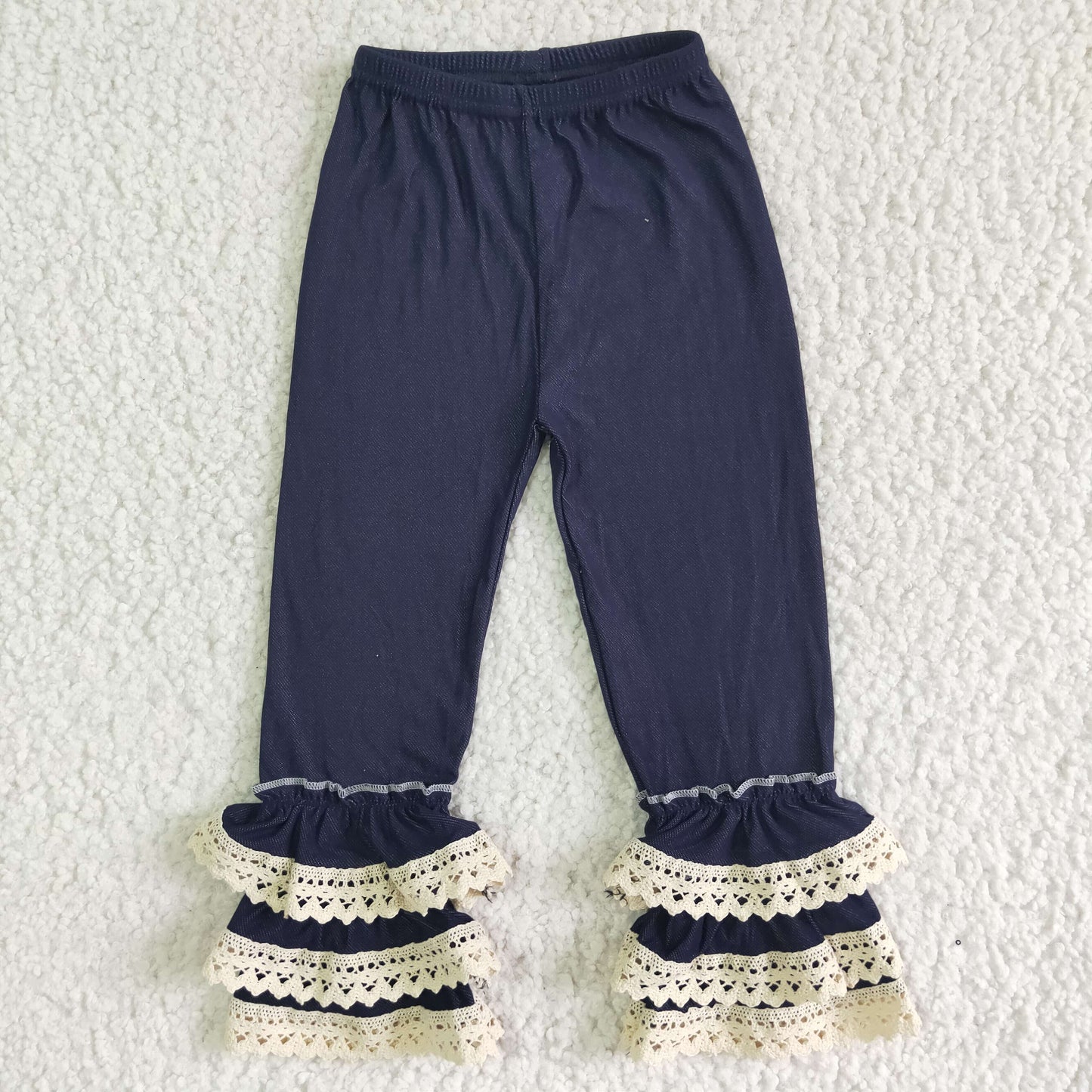 A4-15 Lace Blue Baby Cotton Fabric Ruffles Pants