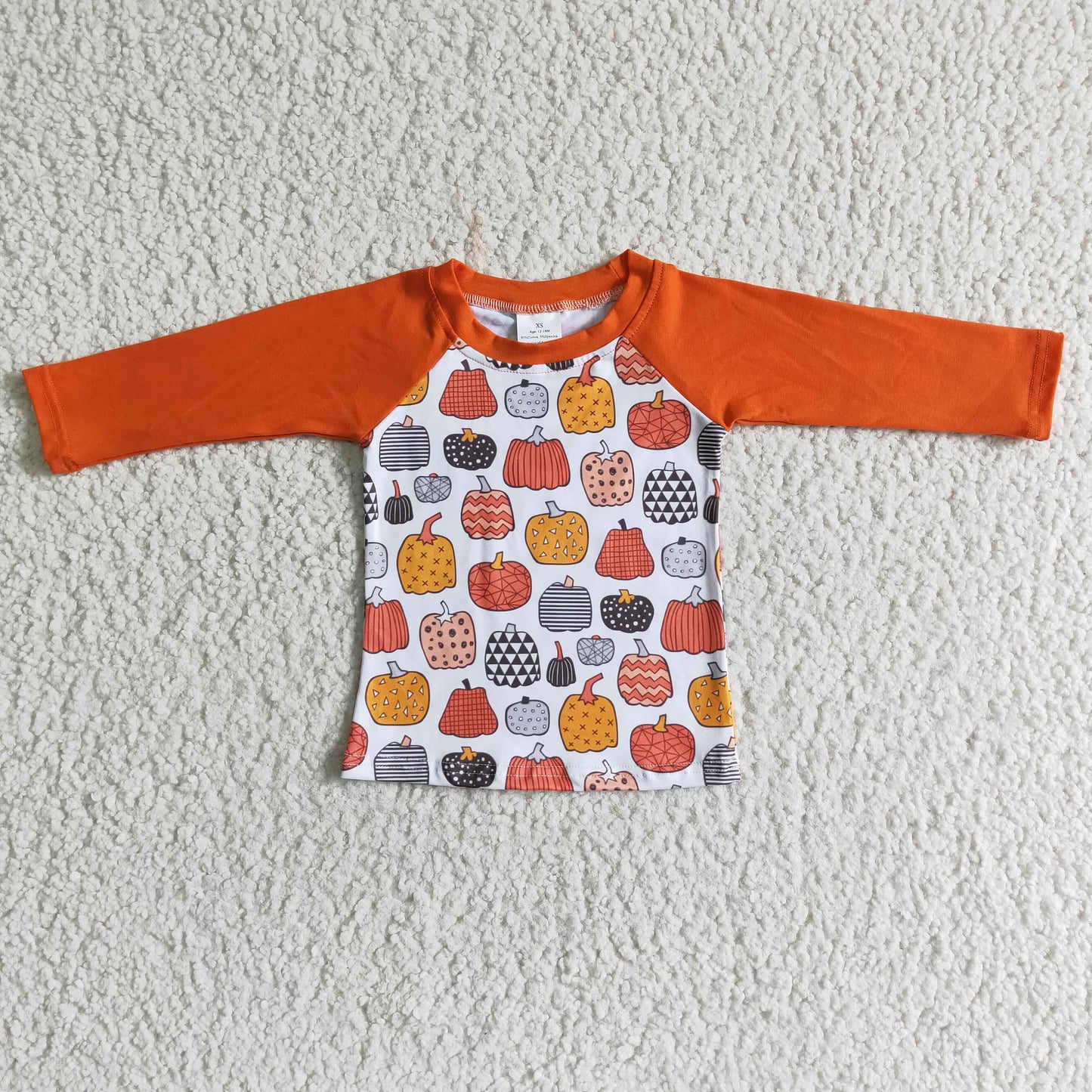 6 A30-6-1 Halloween Pumpkin Boys Long Sleeve Top T-shirts