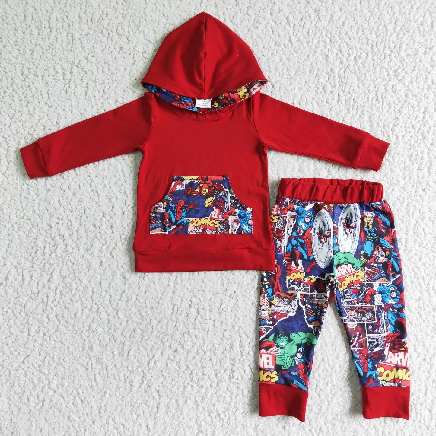 6 B6-25 Red Hero Cartoon Boys Long Sleeve Hoodies Outfits