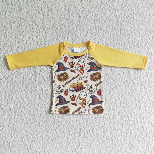 6 A31-11 Yellow Cartoon Boys Long Sleeve Top T-shirts