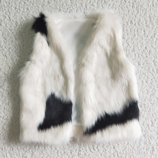 6 A21-13 Black & White Cow Print Winter Vest