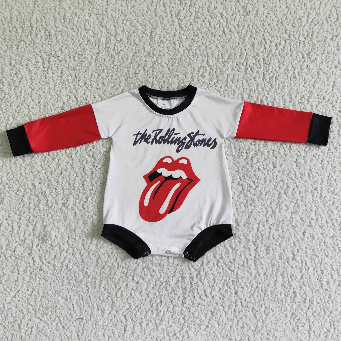 LR0012 Red Lip Mouth Music Band Singer Cartoon Girls Long Sleeve Romper