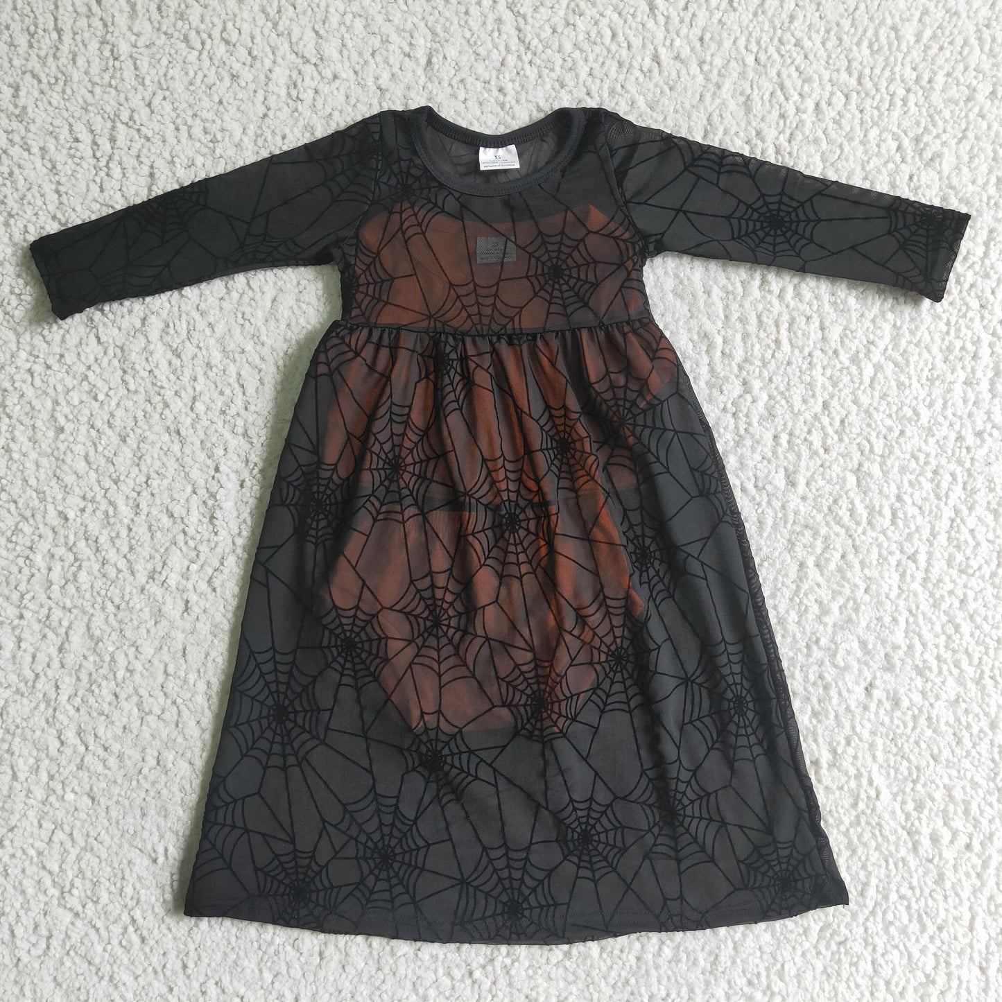 GBO0060 Black Lace Orange Outfits 3pcs Girls Long Sleeve Dresses Short Sleeve Bummies Outfits