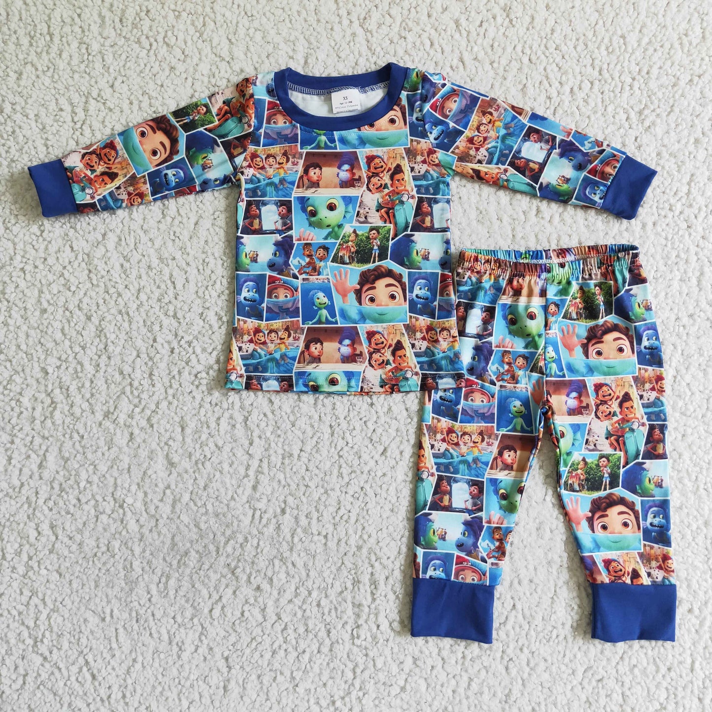 6 B10-40 Blue Cartoon Boys Long Sleeve Pajamas