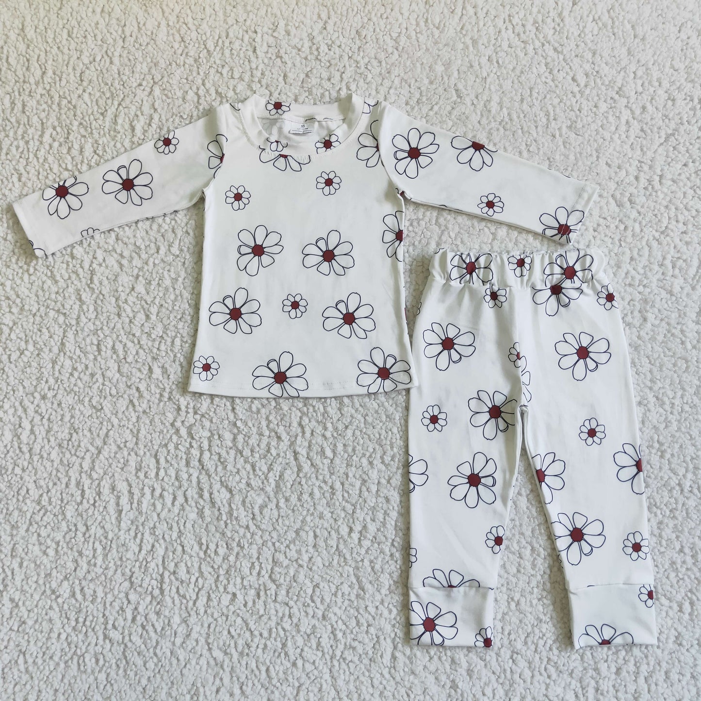 GLP0196 White Floral Girls Long Sleeve Pants Outfits