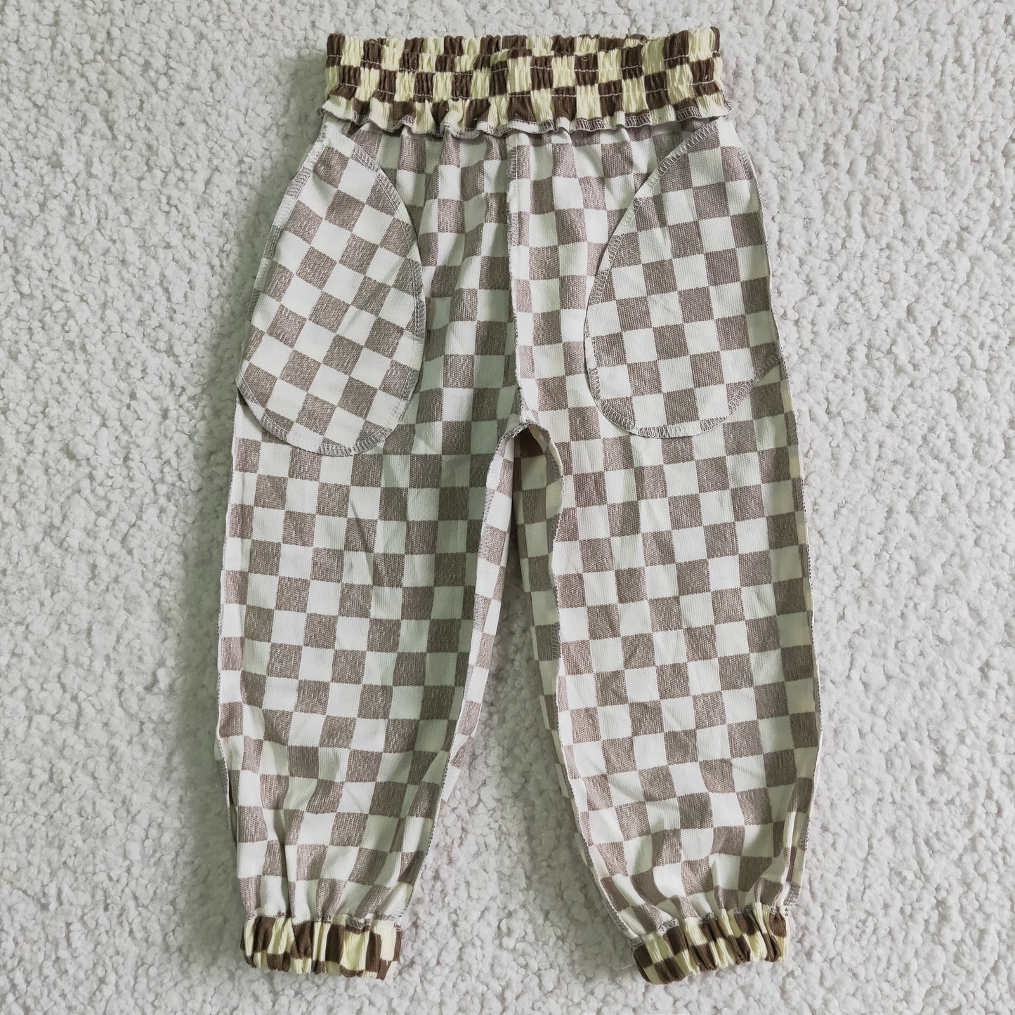 P0021 Brown Plaid Baby Girls Legging Long Pants