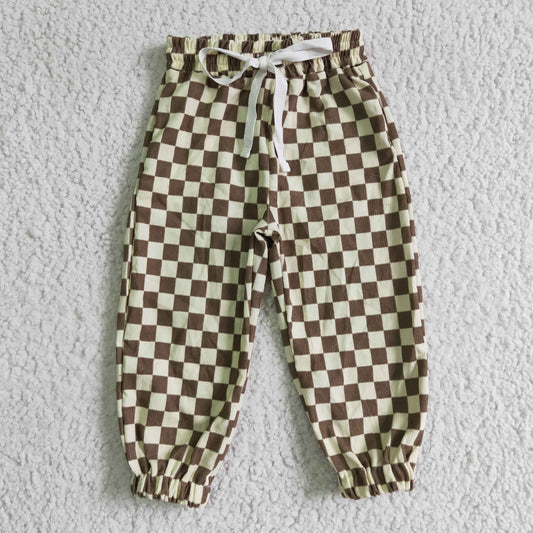 P0021 Brown Plaid Baby Girls Legging Long Pants