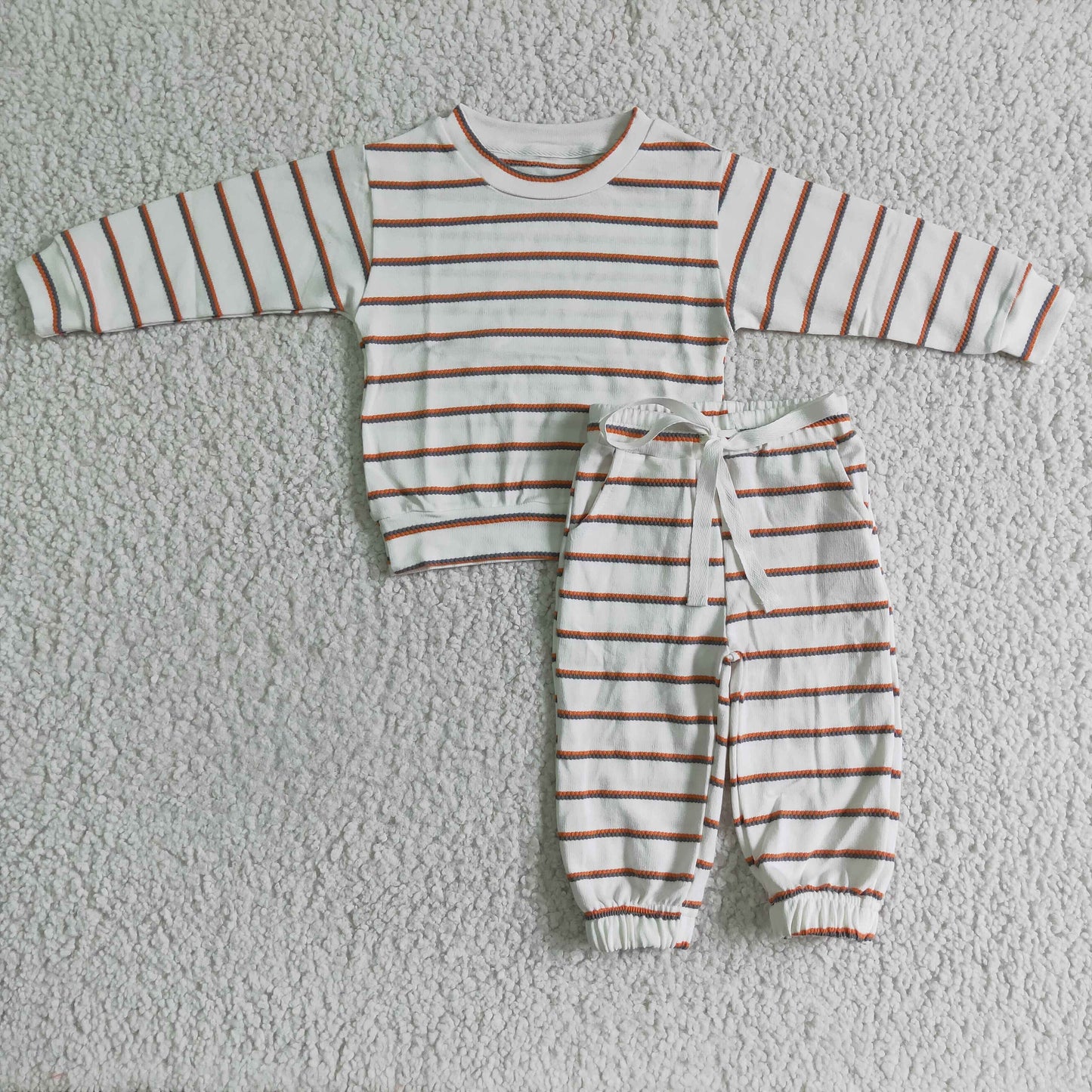 BLP0045 Brown Stripes Boys Long Sleeve Pajamas