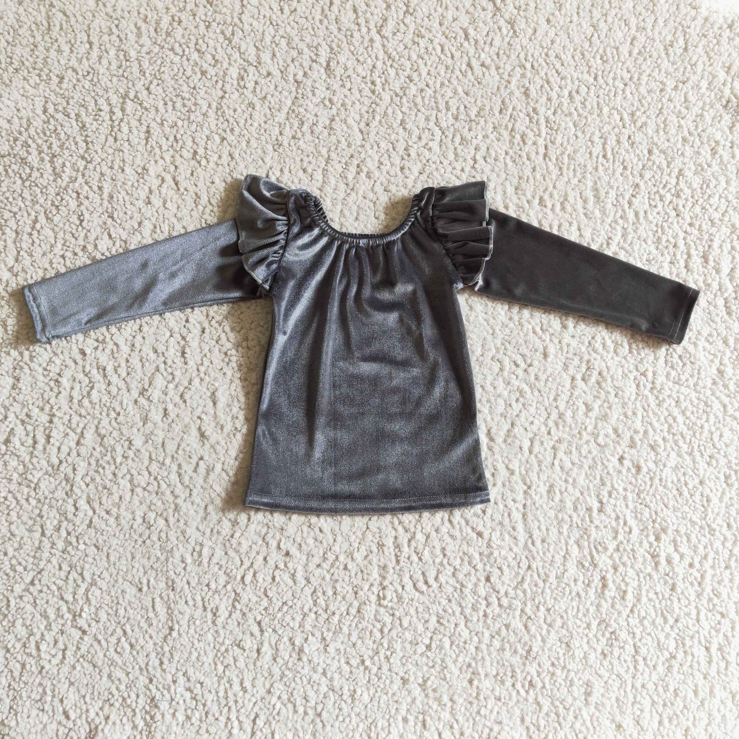 GT0063 Grey Velvet Girls Long Sleeve Top T-shirts