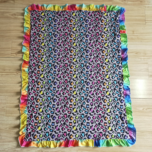 BL0028 Blue Yellow Leopard Print Blanket